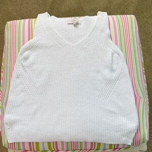 LOFT Sleeveless White Knit Top Size Small